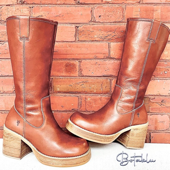 Frye Shoes - SOLD FRYE Dorian Vintage Y2K Platform Chunky Heel Sole Zippered Brown Boots, 9